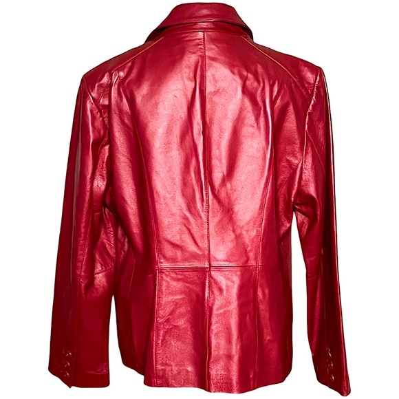 EAST 5th Women’s Effortlessly Chic Red Leather Jacket Sz XLP Minimalist Luxe - Picture 3 of 11